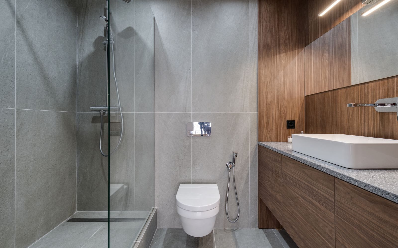 Walk-in shower in an accessible bathroom
