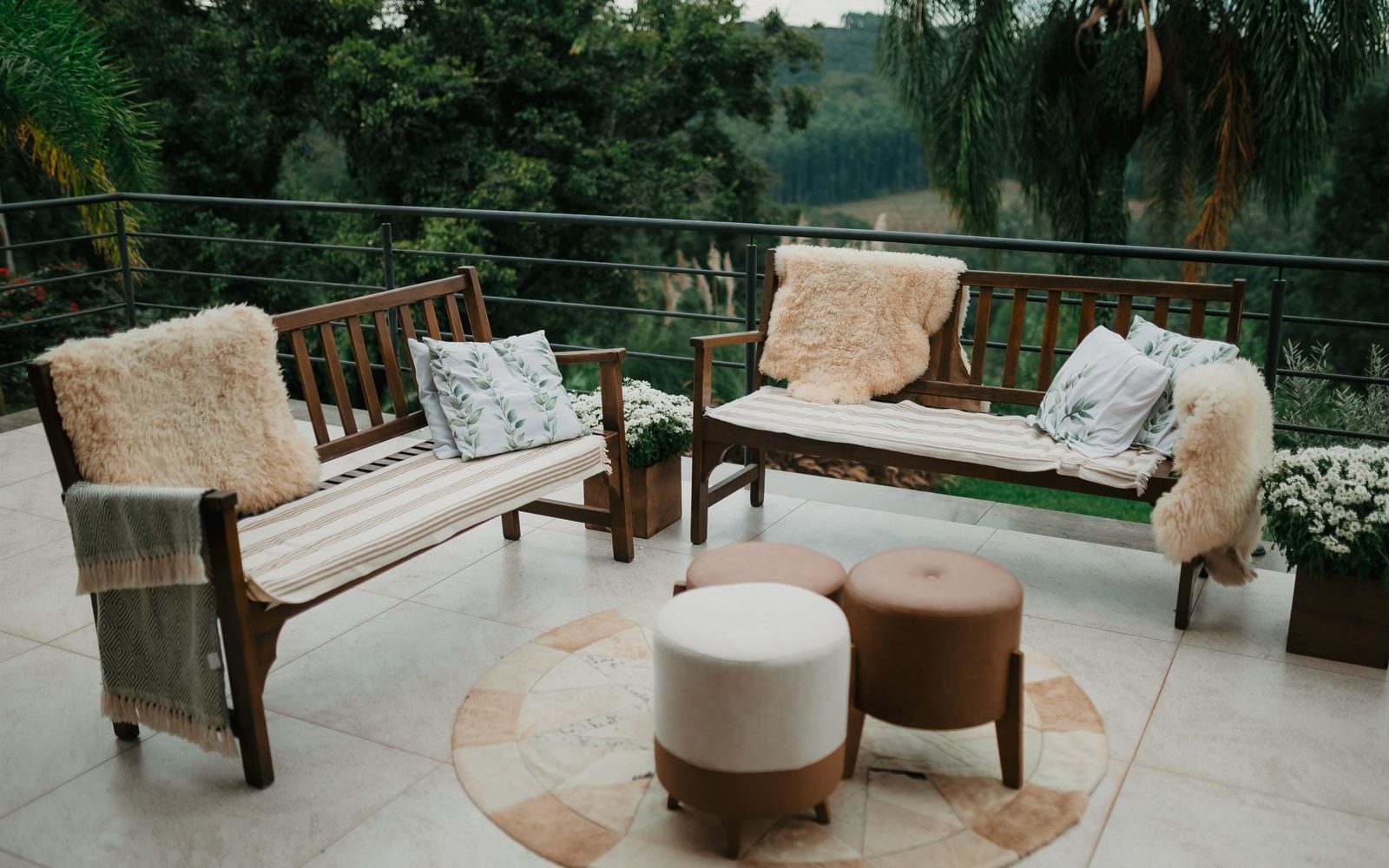 Backyard patio with outdoor furniture
